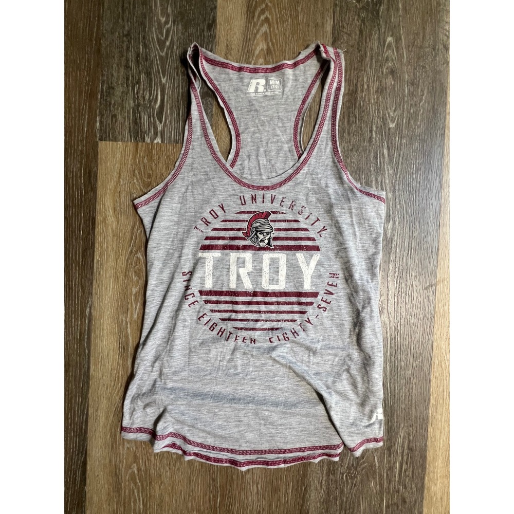 Russell Athletic Troy‎ University Tank Top Womens Medium Grey Racerback